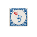 Delft Blue teddy bear with balloon - natural stone tile