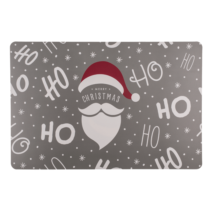 Polypropyleen placemat HO HO Santa, ca. 43,5 x 28,5 cm, 4 assorti kleuren