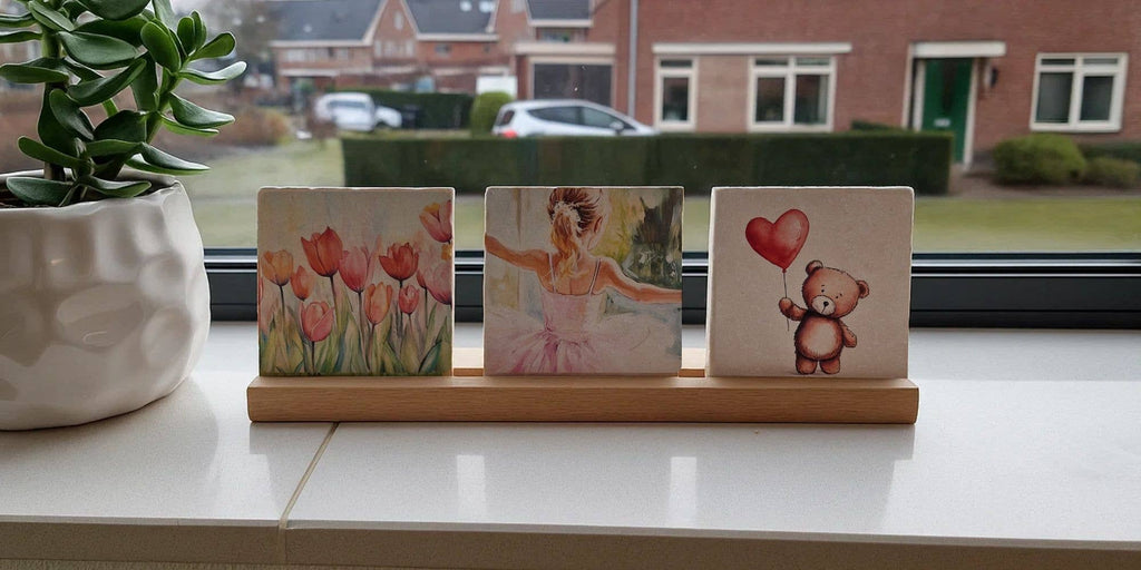 Houten tegenhouder, 3 tegels