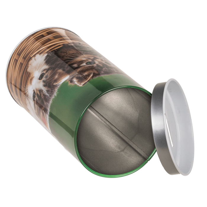 Metalen spaarpot met dieren