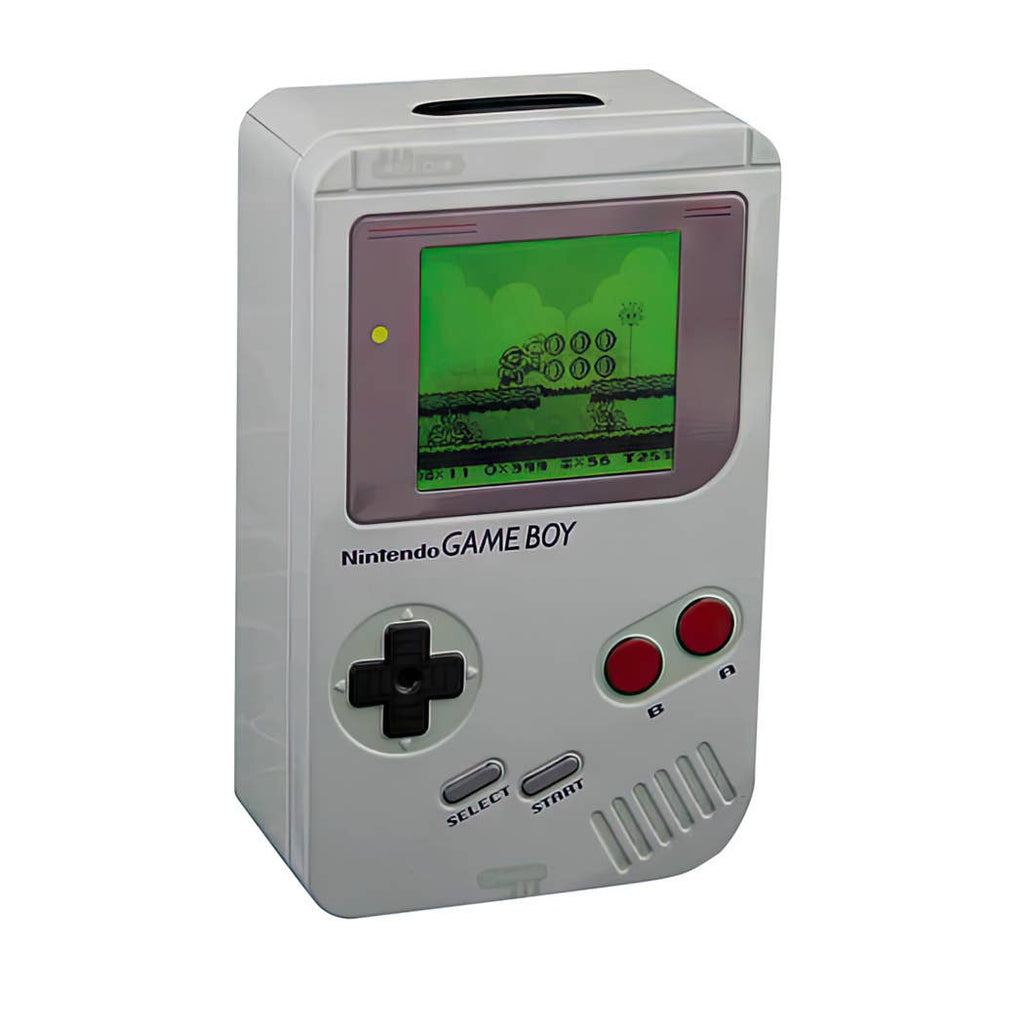 Nintendo Game Boy spaarpot van grijs tin in geschenkverpakking