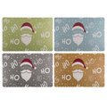 Polypropyleen placemat HO HO Santa, ca. 43,5 x 28,5 cm, 4 assorti kleuren