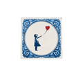 Delft Blue girl with balloon - natural stone tile