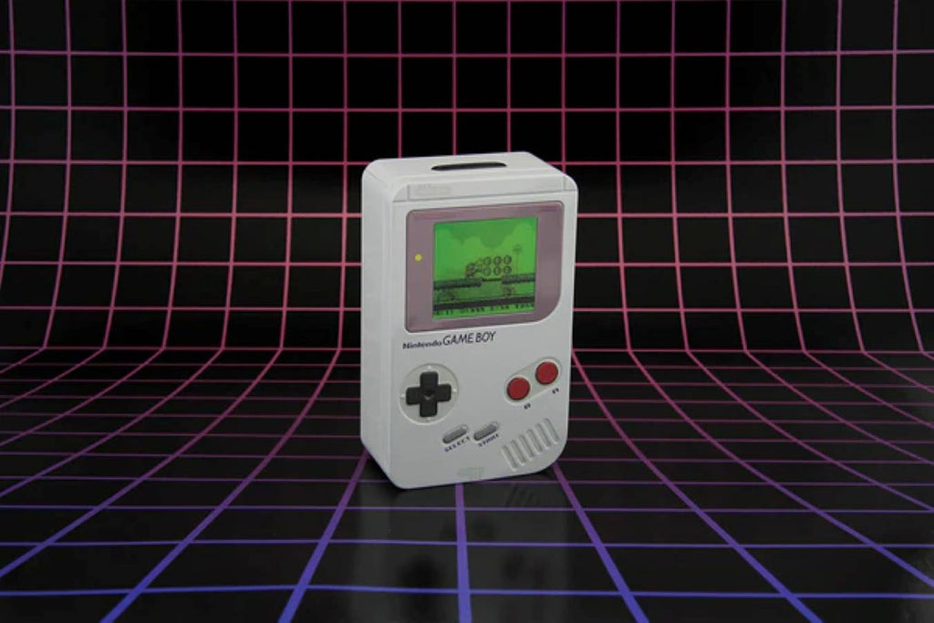 Nintendo Game Boy spaarpot van grijs tin in geschenkverpakking