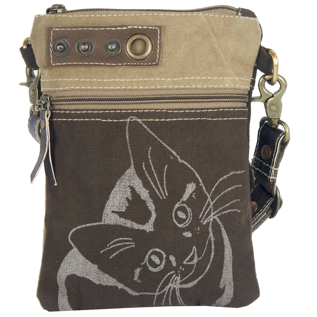 Sunsa damestas met vintage look met kattenprint