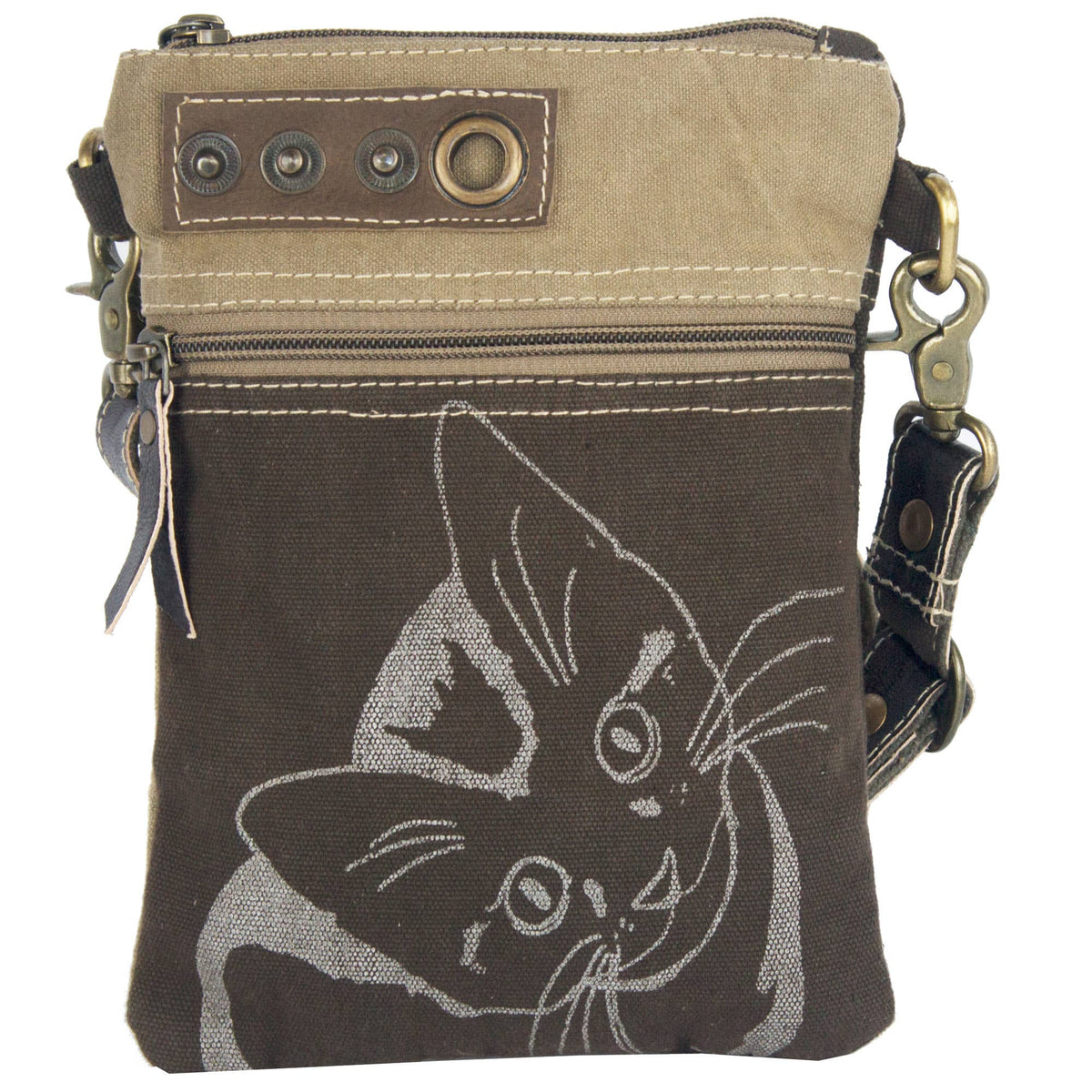 Sunsa damestas met vintage look met kattenprint