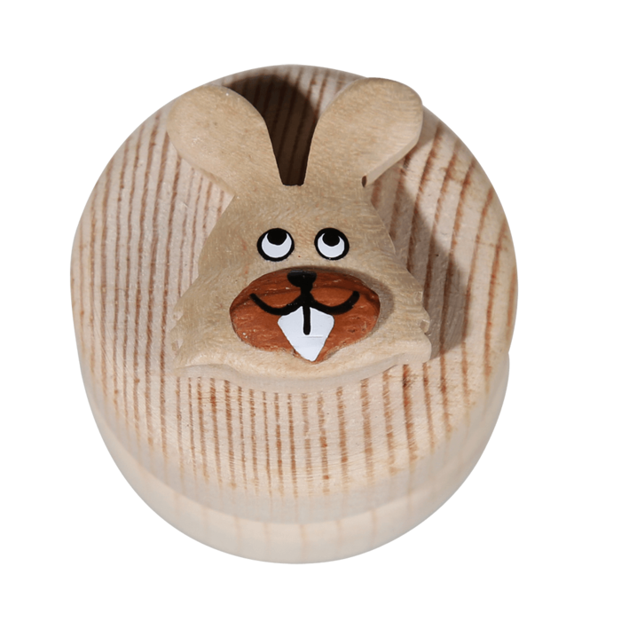 Natuurlijke houten melktandendoos met dierenmotief